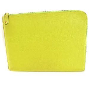 BURBERRY: Neon Yellow, Leather Logo Tablet/Portfolio/Laptop Case/Sleeve (wg)